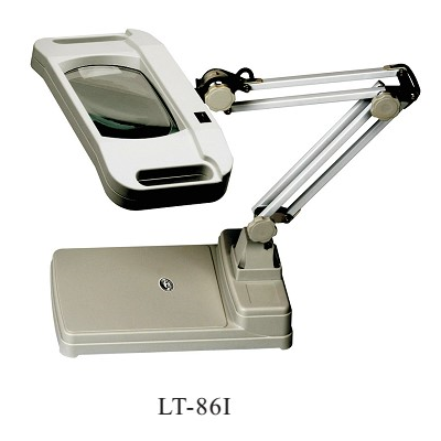 Kính lúp công nghiệp để bàn 10X, đèn LED (thân gập, thấu kính chữ nhật trắng) LT-86IT Zhangfei