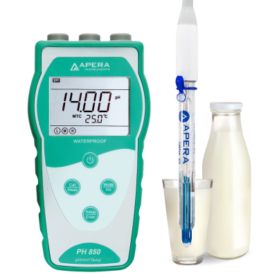 Máy đo pH/mV/nhiệt độ cầm tay trong sữa/ thực phẩm lỏng Apera