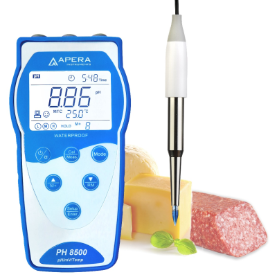 Máy đo pH/mV/nhiệt độ cầm tay trong thực phẩm/mẫu bán rắn (quản lý dữ liệu theo GLP) APERA