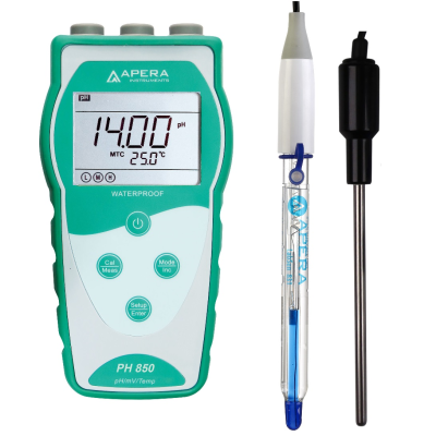 Máy đo pH/mV/nhiệt độ cầm tay trong dung dịch bazo mạnh và kiềm Apera