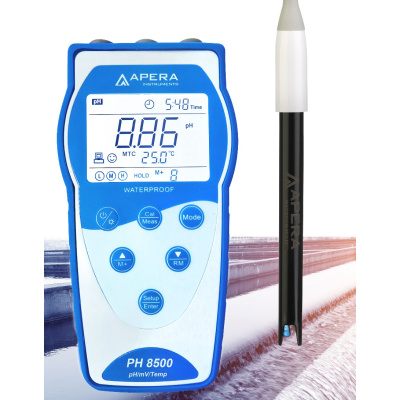 Máy đo pH/mV/nhiệt độ cầm tay trong nước thải (lưu trữ và truy xuất dữ liệu theo GLP) APERA